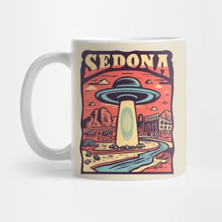 Vintage Retro Sedona UFO Art - Quirky Extraterrestrial Illustration Mug